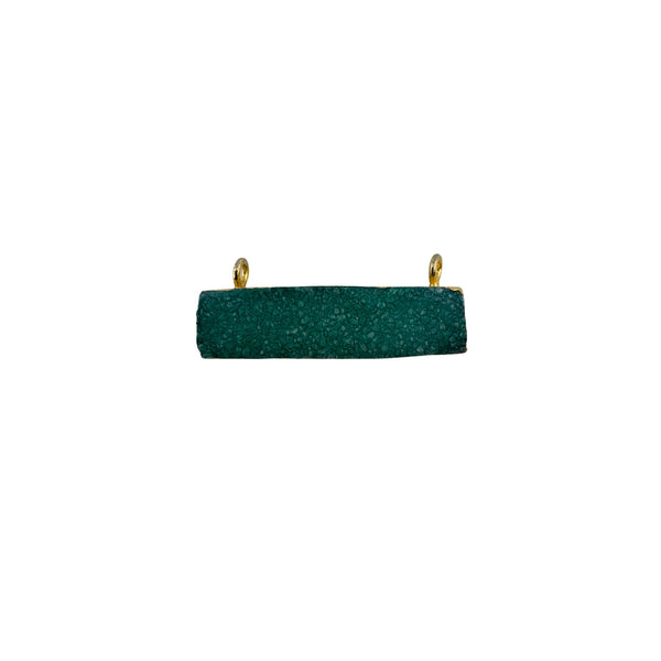 Blue Druzy Rectangle Pendant: 24K Gold Plated, Sterling Silver Bezel (8X30mm)