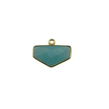 Chalcedony Blue Chevron/Half Hexagon Pendant - Boho Chic Gemstone Necklace with 24kt Gold Elegance