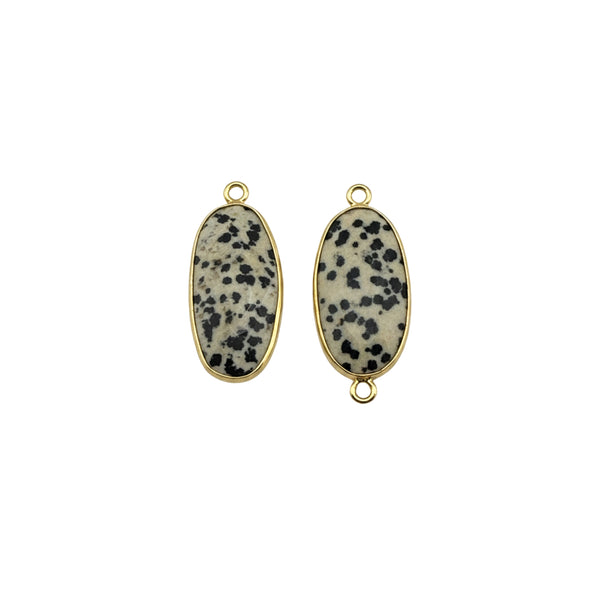 Dalmatian Jasper Oval Pendant | 24kt Gold Bezel | 8×10 to 18×25mm | Single & Double Bail | Boho Gemstone Charm