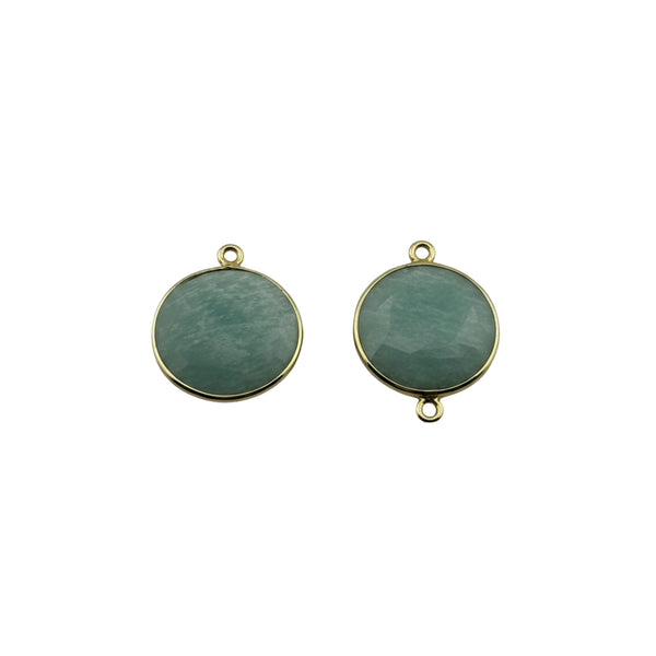 Amazonite Coin Pendant | 24kt Gold Bezel | 11–18mm | Single & Double Bail | Boho Gemstone Charm