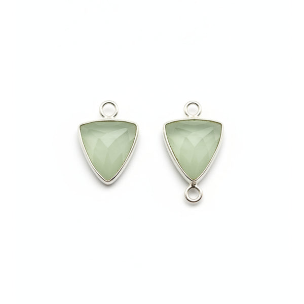 Green Chalcedony Triangle Pendant - Boho Chic Gemstone Necklace with 925 Sterling Silver Elegance