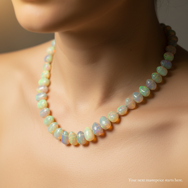 Ethiopian Opal Teardrop Beads – Natural Fire Opal Strand, 4 Inch Makers Pack