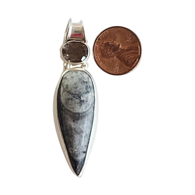 Smoky Quartz and Orthoceras Assorted Vintage Pendants Necklace - 925 Sterling Silver Handmade DIY Jewelry Making -Natural Gemstone Pendants