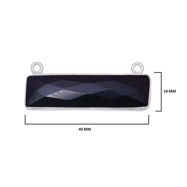 Black Onyx Sterling Silver Bezel Pendant – Rectangular Gemstone