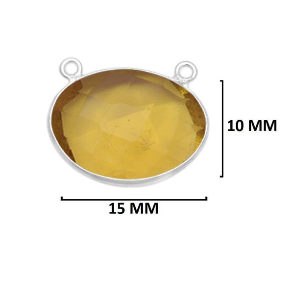 Lemon Quartz Sterling Silver Bezel Pendant - Oval Gemstone Charm