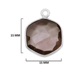Smoky Quartz Sterling Silver Pendant - Boho Hexagon Charm (12mm, 15mm, 18mm)