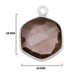 Smoky Quartz Sterling Silver Pendant - Boho Hexagon Charm (12mm, 15mm, 18mm)