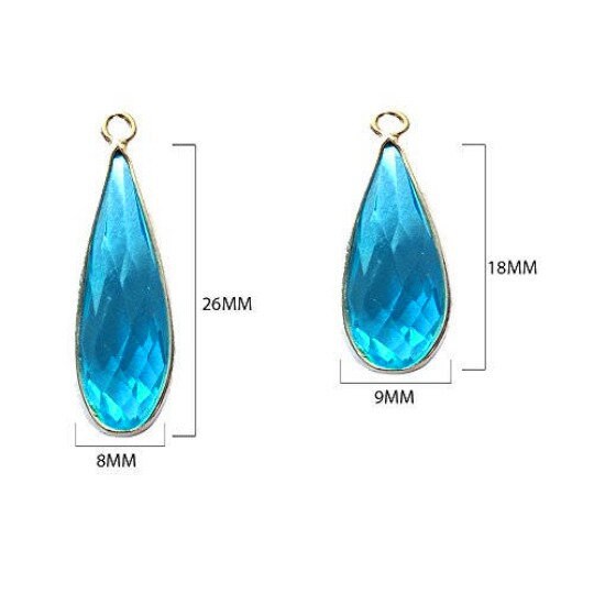 Boho Chic Blue Topaz Bezel Pendant - Handcrafted Gemstone Necklace with 24kt Gold Plating