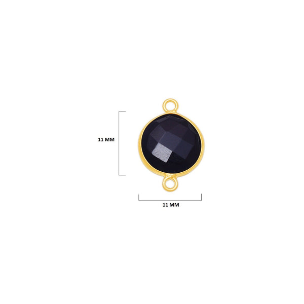 Boho Chic Black Onyx Bezel Pendant, 24k Gold Plated, 11mm, 15mm, 18mm December Birthstone, Handmade Coin Round Necklace Jewelry Gift for Her