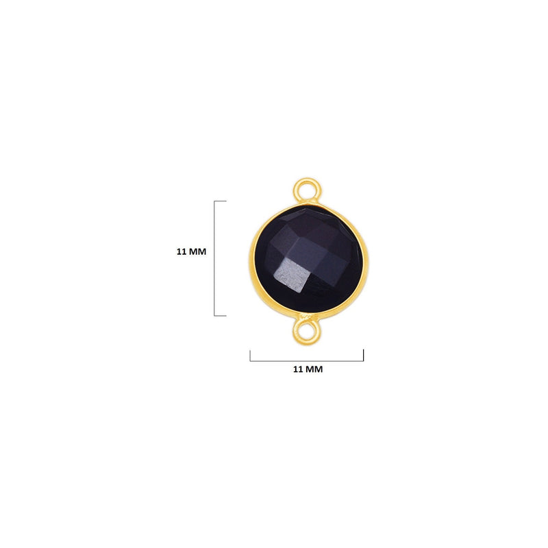 Boho Chic Black Onyx Bezel Pendant, 24k Gold Plated, 11mm, 15mm, 18mm December Birthstone, Handmade Coin Round Necklace Jewelry Gift for Her
