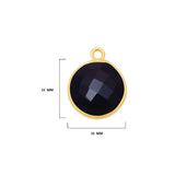 Boho Chic Black Onyx Bezel Pendant, 24k Gold Plated, 11mm, 15mm, 18mm December Birthstone, Handmade Coin Round Necklace Jewelry Gift for Her