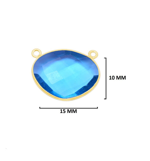 Boho Chic Blue Topaz Bezel Pendant - Handcrafted Gemstone Necklace with 24kt Gold Plating