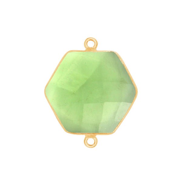 Boho Chic Green Amethyst Bezel Pendant - Handcrafted Gemstone Necklace with 24kt Gold Plating