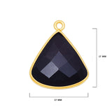 Boho Chic Black Onyx Bezel Pendant - Handcrafted Gemstone Necklace with 24kt Gold Plating