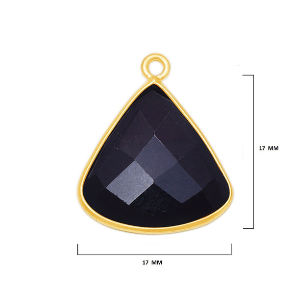 Boho Chic Black Onyx Bezel Pendant - Handcrafted Gemstone Necklace with 24kt Gold Plating