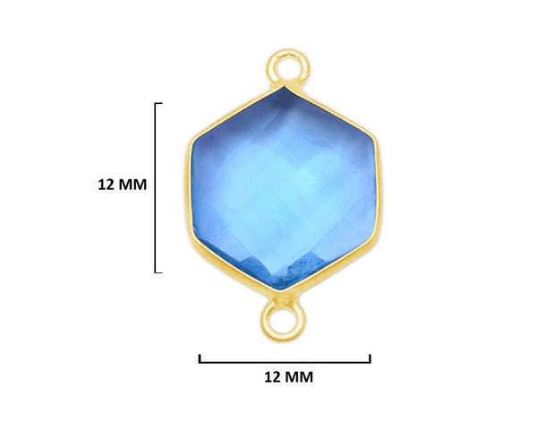 Boho Chic Blue Topaz Bezel Pendant - Handcrafted Gemstone Necklace with 24kt Gold Plating