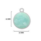 Amazonite natural gemstone bezel charms, 11mm coin or round-shaped bezel pendants, single bail bezel connectors, 925 sterling silver handmade bezel gemstone. Women jewelry making necklaces, earrings, bracelets bezel charms.