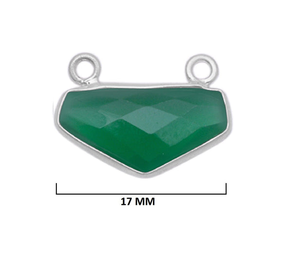 Green Onyx Chevron/Half Hexagon Pendant - Boho Chic Gemstone Necklace with 925 Sterling Silver Elegance