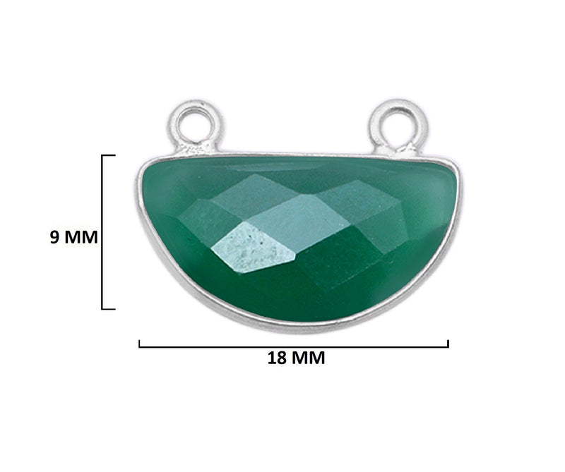 Green Onyx Moon/Crescent Pendant - Boho Chic Gemstone Necklace with 925 Sterling Silver Elegance