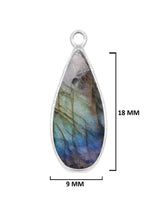 Labradorite Stone Necklace for Jewelry Making 8X26mm 9X18mm Rounded Teardrop Bezel Charms Pendants Connectors 925 Sterling Silver