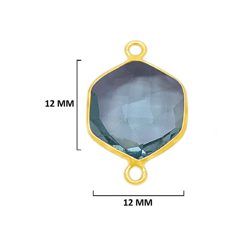 Boho Chic London Blue Topaz Bezel Pendant - Handcrafted Gemstone Necklace with 24kt Gold Plating