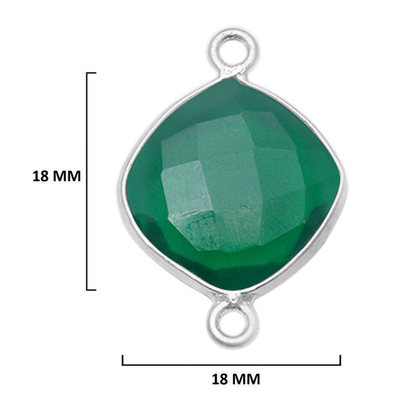 Green Onyx Cushion/Diamond Pendant - Boho Chic Gemstone Necklace with 925 Sterling Silver Elegance