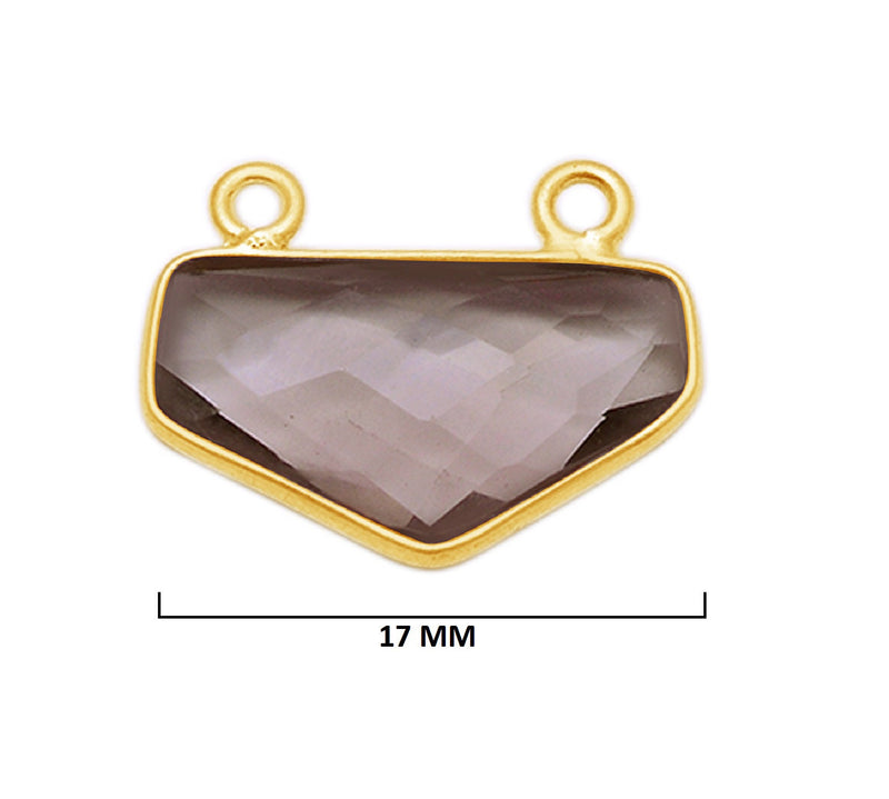 Smoky Quartz Chevron/Half Hexagon Pendant - Boho Chic Gemstone Necklace with 24kt Gold Elegance