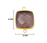 Smoky Quartz Square Pendant - Boho Chic Gemstone Necklace with 24kt Gold Elegance