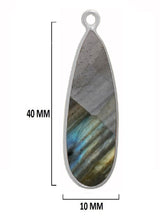 Labradorite Pear/Flat Teardrop Pendant - Boho Chic Gemstone Necklace with 925 Sterling Silver Elegance