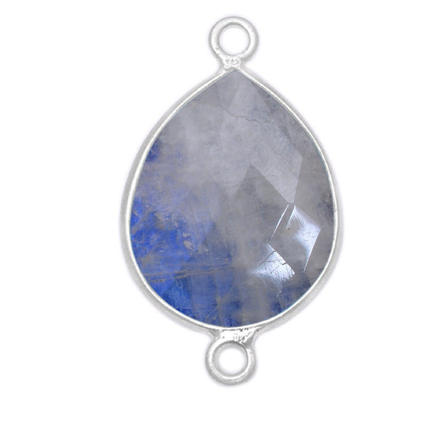 Rainbow Moonstone Sterling Silver Pendant - Pear Teardrop Gemstone
