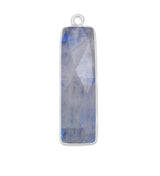 Rainbow Moonstone Rectangle/Bar Pendant - Boho Chic Gemstone Necklace with 925 Sterling Silver Elegance