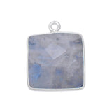 Rainbow Moonstone Square Pendant - Boho Chic Gemstone Necklace with 925 Sterling Silver Elegance