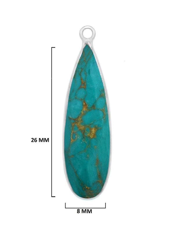 Blue Turquoise Rounded Teardrop Pendant - Boho Chic Gemstone Necklace with 925 Sterling Silver Elegance