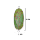 Green Turquoise Oval Pendant - Boho Chic Gemstone Necklace with 925 Sterling Silver Elegance