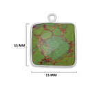 Green Turquoise Square Pendant - Boho Chic Gemstone Necklace with 925 Sterling Silver Elegance
