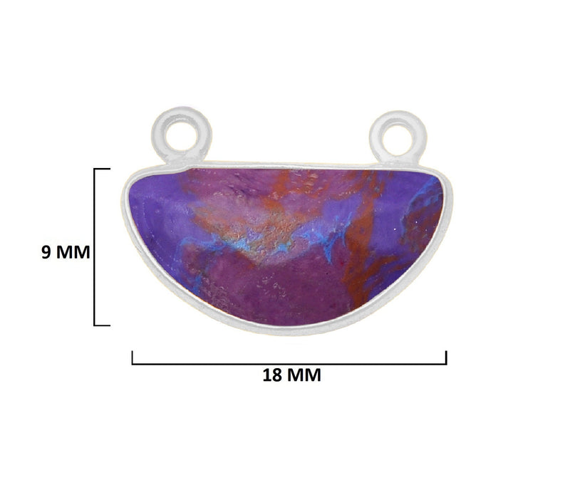 Purple Turquoise Stone Necklace for Jewelry Making 9X18mm Moon/Crescent Bezel Charms Pendants Connectors 925 Sterling Silver