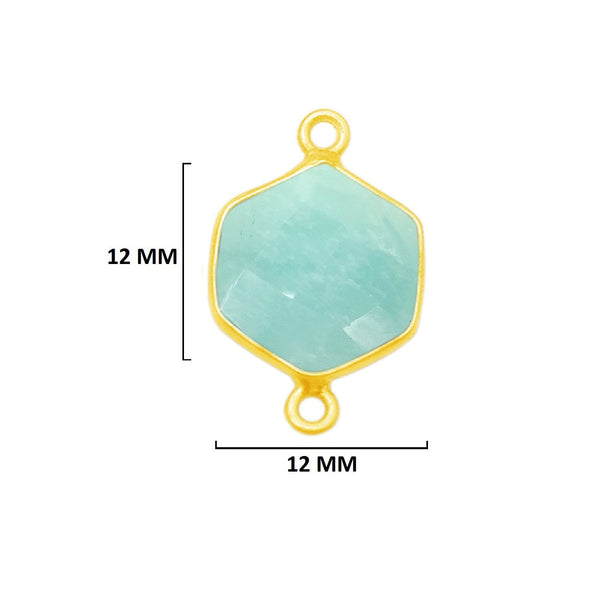 Amazonite Hexagon Pendant - Boho Chic Gemstone Necklace with 24kt Gold Elegance