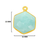 Amazonite Hexagon Pendant - Boho Chic Gemstone Necklace with 24kt Gold Elegance