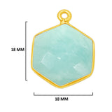 Amazonite Hexagon Pendant - Boho Chic Gemstone Necklace with 24kt Gold Elegance