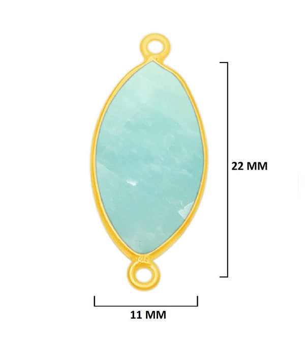 Amazonite Marquise/Evil Eye Pendant - Boho Chic Gemstone Necklace with 24kt Gold Elegance