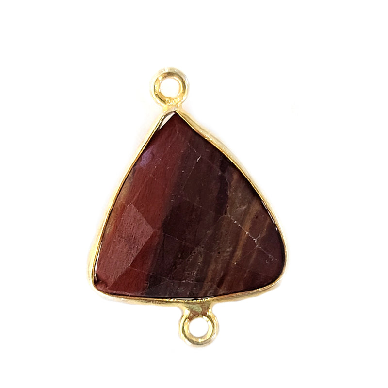 Brown Jasper Stone Necklace for Jewelry Making 15mm 15X20mm 18X25mm Triangle Bezel Charms Pendants Connectors 24K Gold Plated Over Silver