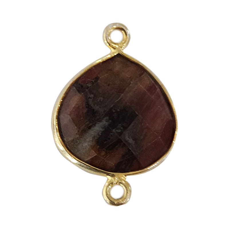 Brown Jasper Stone Necklace for Jewelry Making 12mm 15mm 18mm 25mm 30mm Heart Bezel Charms Pendants Connectors 24K Gold Plated Over Silver