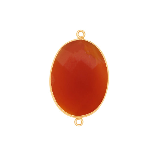 Carnelian Oval Pendant - Boho Chic Gemstone Necklace with 24kt Gold Elegance