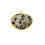 Dalmatian Jasper Oval Pendant - Boho Chic Gemstone Necklace with 24kt Gold Elegance