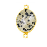 Dalmatian Jasper Oval Pendant - Boho Chic Gemstone Necklace with 24kt Gold Elegance