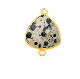Dalmatian Jasper Triangle Pendant - Boho Chic Gemstone Necklace with 24kt Gold Elegance