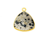 Dalmatian Jasper Triangle Pendant - Boho Chic Gemstone Necklace with 24kt Gold Elegance