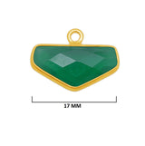 Green Onyx Chevron/Half Hexagon Pendant - Boho Chic Gemstone Necklace with 24kt Gold Elegance