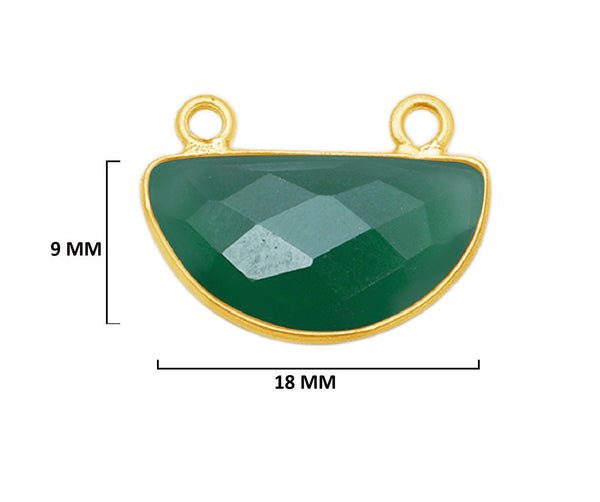 Green Onyx Moon/Crescent Pendant - Boho Chic Gemstone Necklace with 24kt Gold Elegance