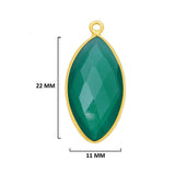 Green Onyx Marquise/Evil Eye Pendant - Boho Chic Gemstone Necklace with 24kt Gold Elegance